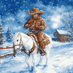 Cowboy Snowman Winter Wonderland Diamond Painting