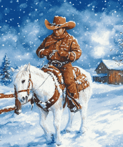 Cowboy Snowman Winter Wonderland Diamond Painting