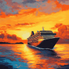 Cruise Ship Sunset Seascape Diamond Painting