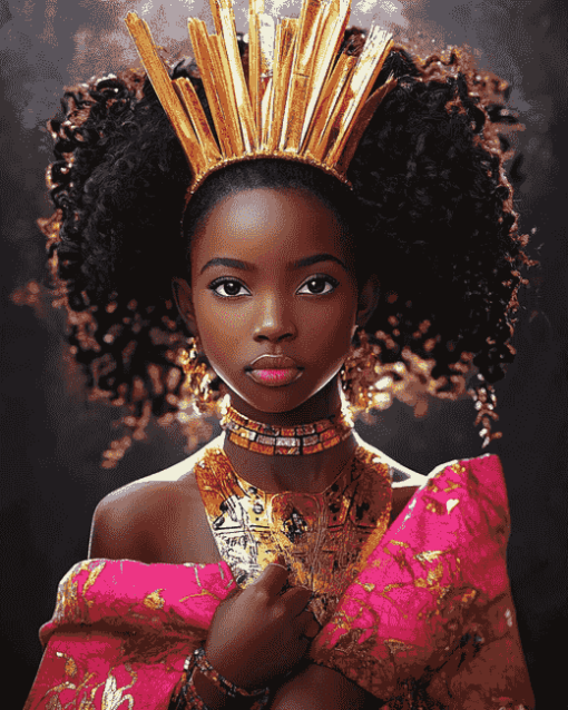 Cute African Queen Woman Diamond Painting