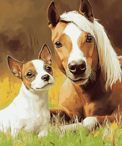 Cute Dog and Horse Diamond Painting