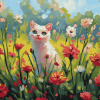 Cute Floral Cat Diamond Painting