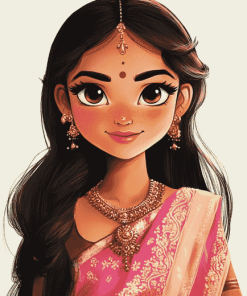 Cute Indian Girl Cartoon Diamond Painting