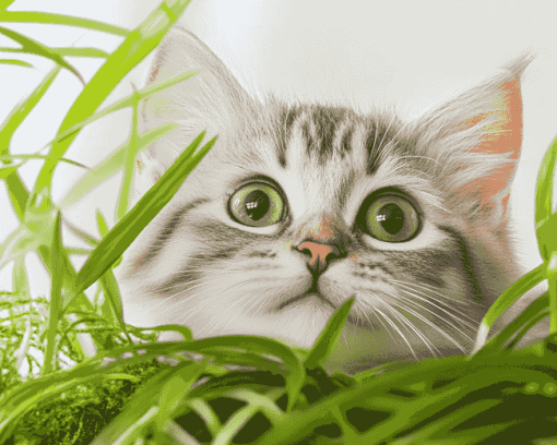 Cute Kitty Plant Diamond Painting