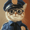 Cute Kitty Police Outfit Diamond Painting