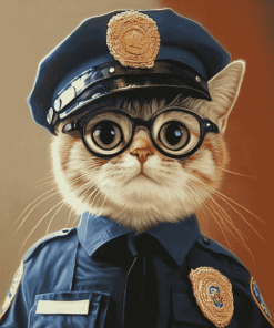 Cute Kitty Police Outfit Diamond Painting