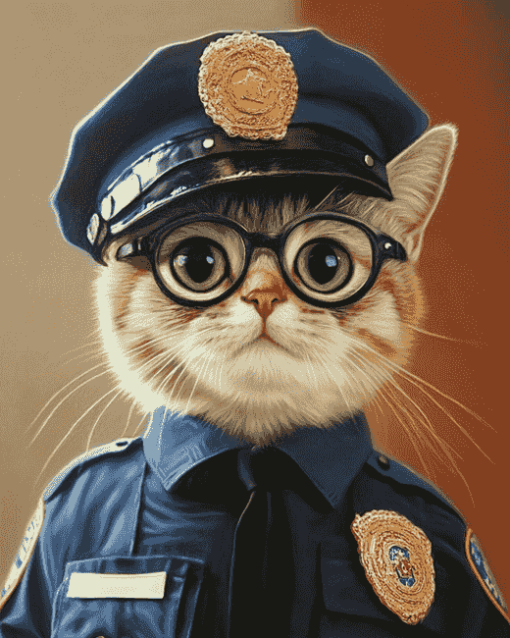 Cute Kitty Police Outfit Diamond Painting