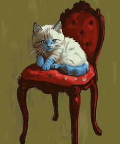 Cute Kitty on Chair Diamond Painting