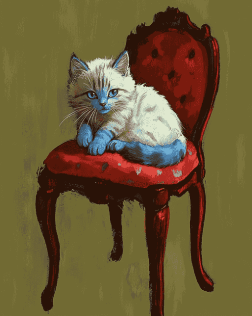 Cute Kitty on Chair Diamond Painting