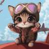 Cute Pilot Kitty Diamond Painting