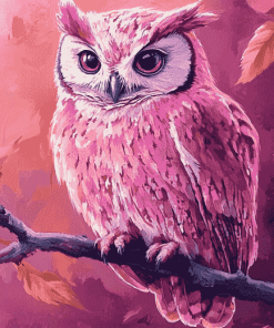 Cute Pink Bird Owl Diamond Painting