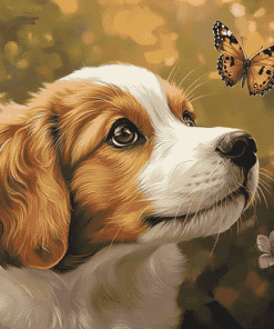 Cute Puppy Butterfly Diamond Painting