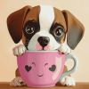 Cute Puppy in a Cup Diamond Painting