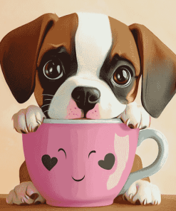 Cute Puppy in a Cup Diamond Painting