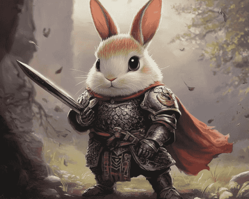 Cute Rabbit Knight Adventure Diamond Painting