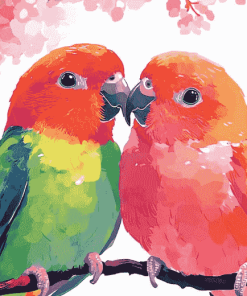 Cute Red Birds Diamond Painting