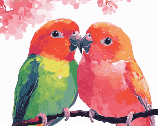 Cute Red Birds Diamond Painting