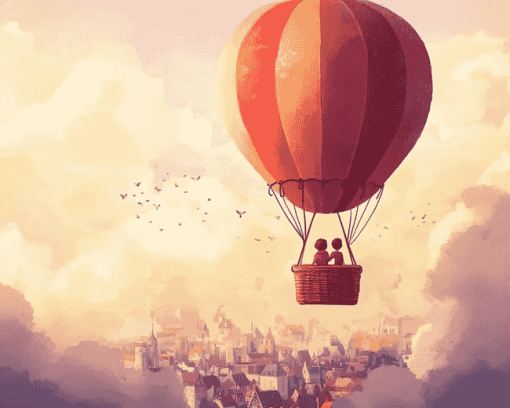 Cute Romantic Air Balloons Diamond Painting