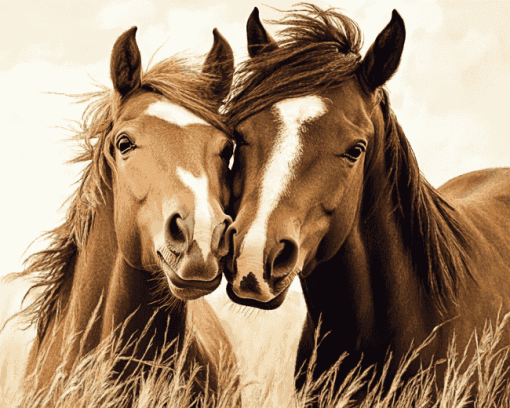 Cute Sable Island Ponies Diamond Painting