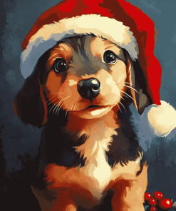 Cute Santa Puppy Diamond Painting