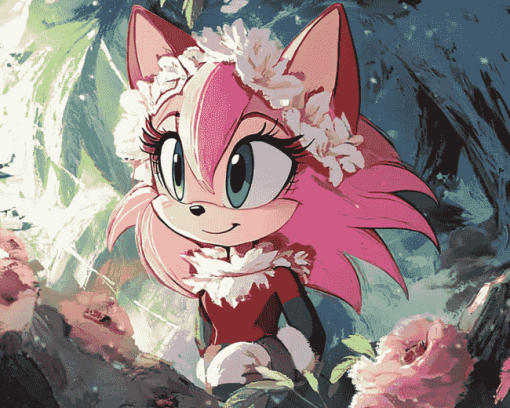 Cute Sonic Amy Rose Painting Diamond Painting