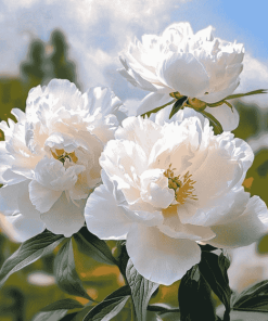 Cute White Peony Blossoms Diamond Painting