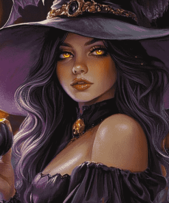 Cute Witch Halloween Fantasy Diamond Painting