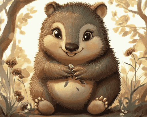 Cute Wombat Cartoon Diamond Painting