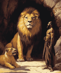 Daniel In The Lions Den Vintage Diamond Painting