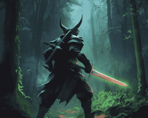 Dark Forest Fantasy Warrior Diamond Painting