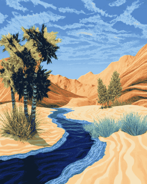 Desert Oasis Landscape Diamond Painting