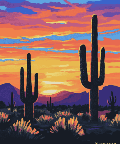 Desert Sunset Saguaro National Park Diamond Painting