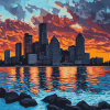 Detroit Skyline at Sunset Diamond Painting