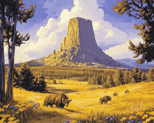 Devils Tower Scenic View Diamond Painting