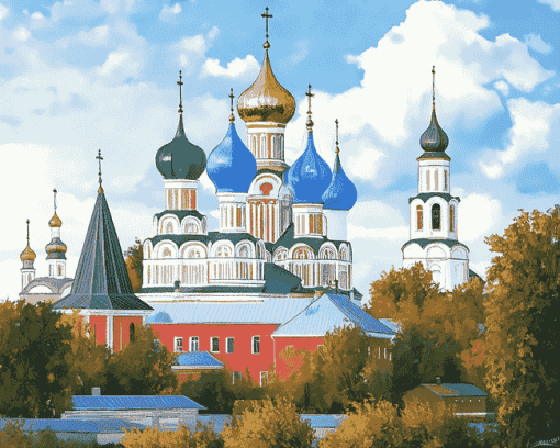 Diamond Painting of Nativity Cathedral Suzdal