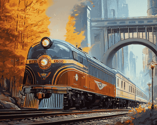 Diesel Train Pencil Sketch Diamond Painting