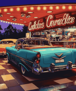 Dinners and Classic Cars Diamond Painting