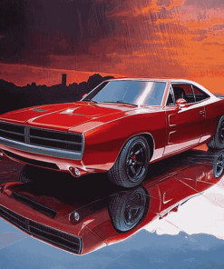 Dodge Charger in Red Diamond Painting