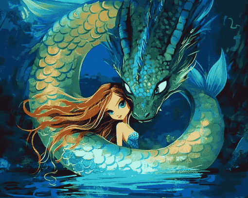 Dragon Mermaid Fantasy Diamond Painting