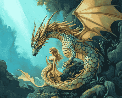 Dragon and Mermaid Fantasy Diamond Painting