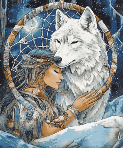 Dream Catcher Wolves Diamond Painting