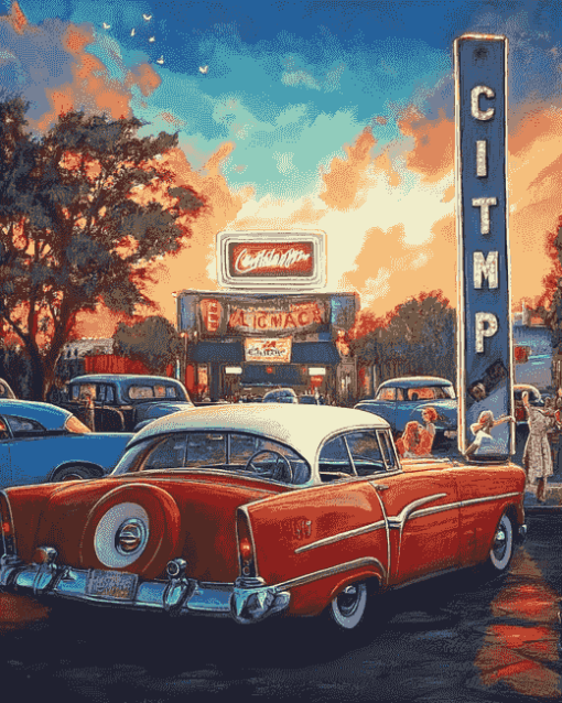 Drive In Cinema Vibes Diamond Painting