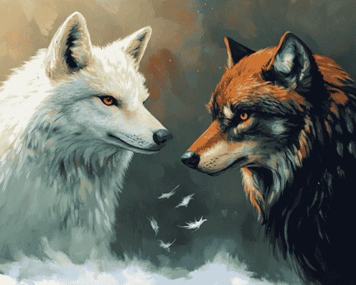 Eagle and Wolf Animal Harmony Diamond Painting