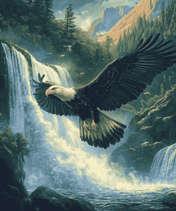 Eagles and Waterfalls Wildlife Diamond Painting