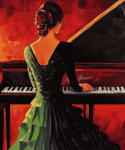 Elegant Lady Playing Piano Diamond Painting