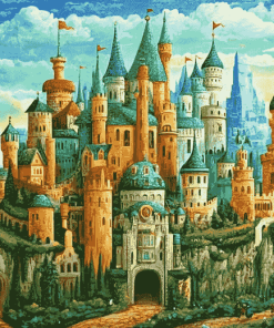 Emerald Castle Fantasy Diamond Painting