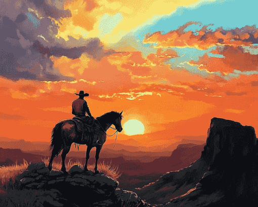 End Of The Trail Mountain Silhouette Diamond Painting