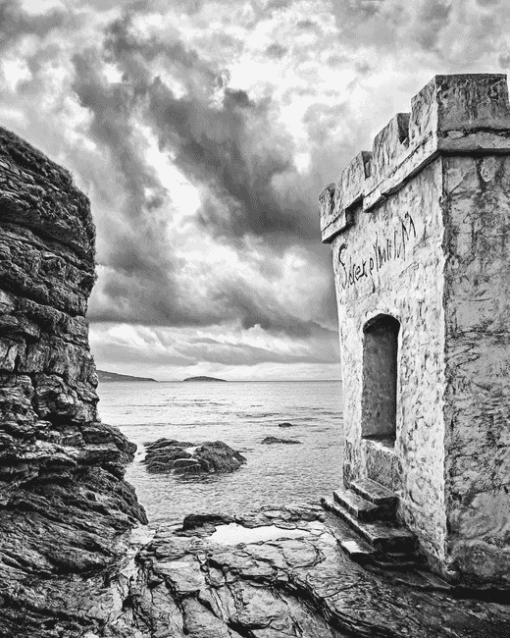 Enniscrone Cliff Baths Monochrome Diamond Painting