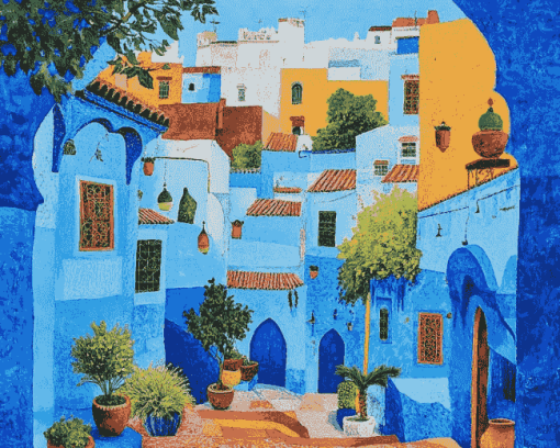 Explore Chefchaouen Cityscape Diamond Painting