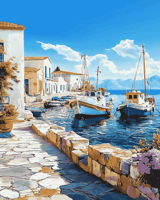 Explore Halki Island Landscapes Diamond Painting